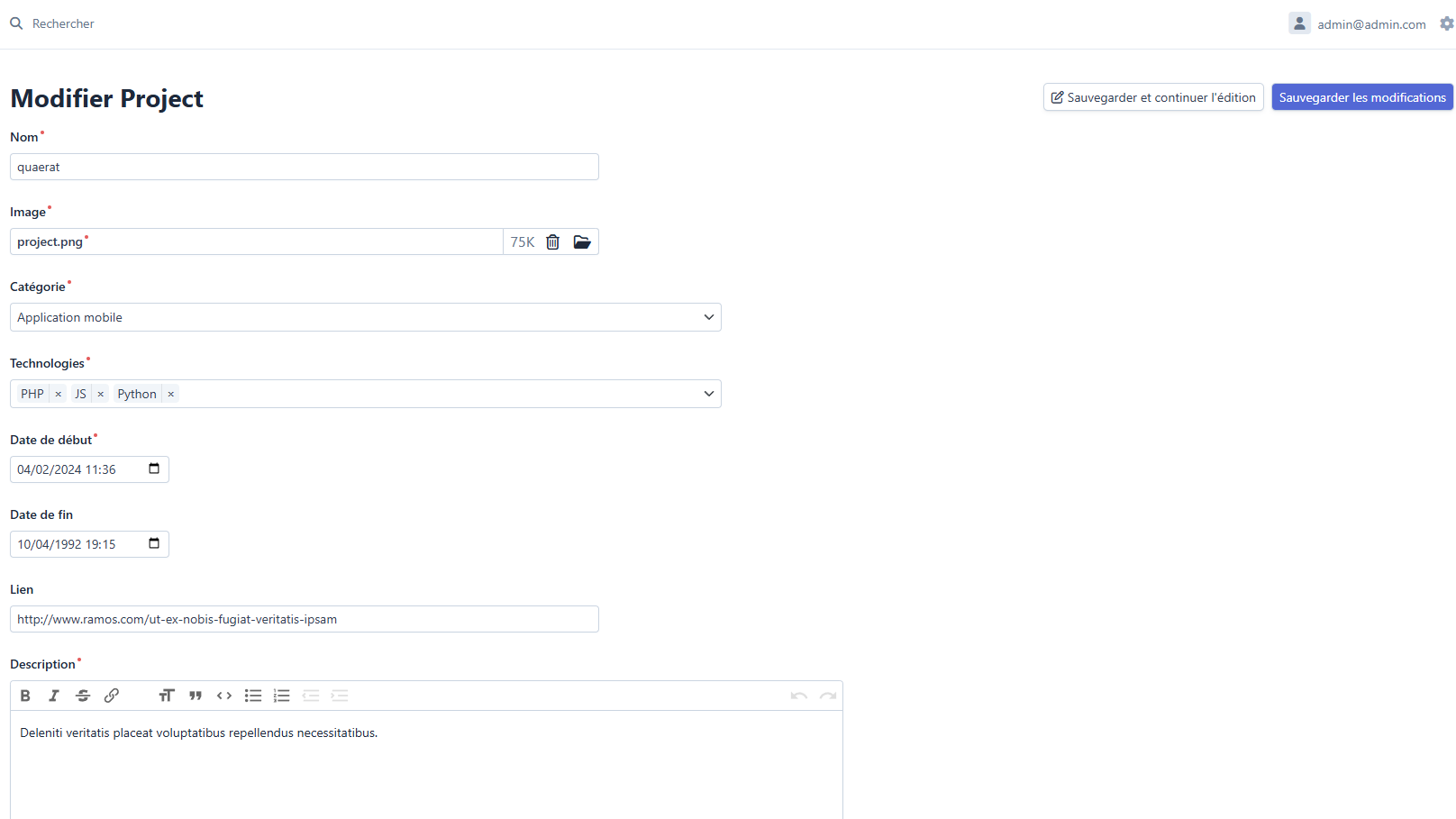 Gestion des projets