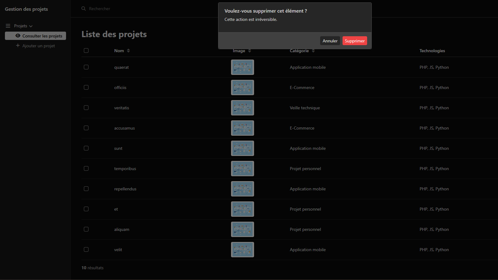 Gestion des projets