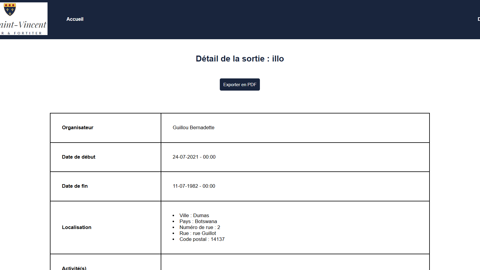 Gestion des voyages scolaires