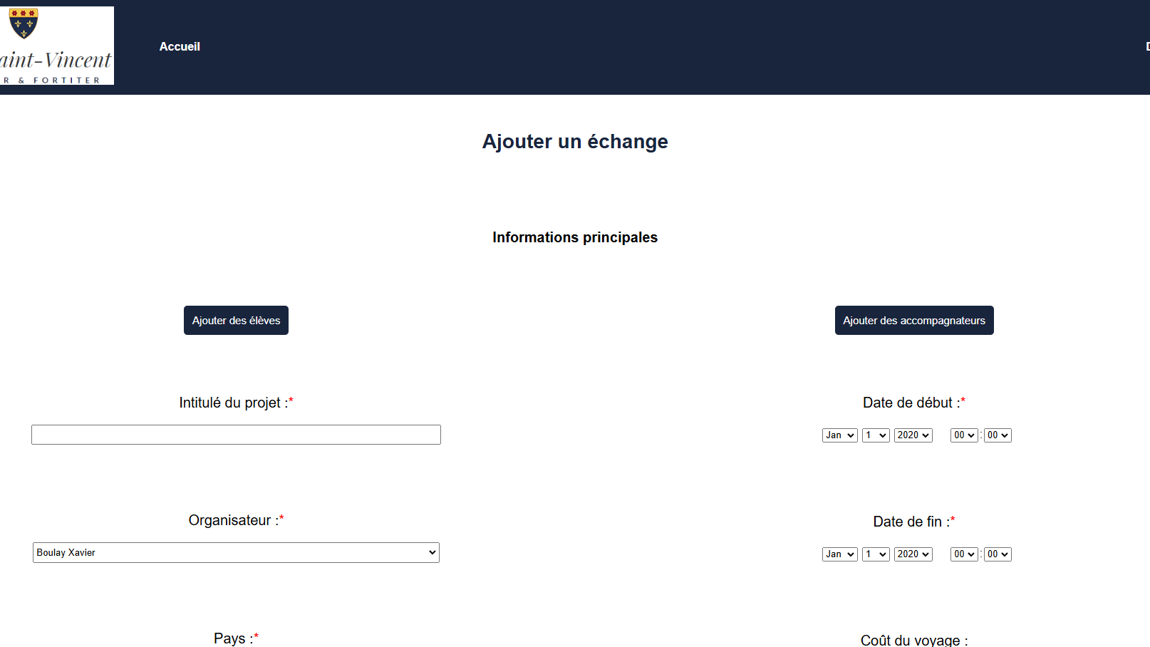 Gestion des voyages scolaires